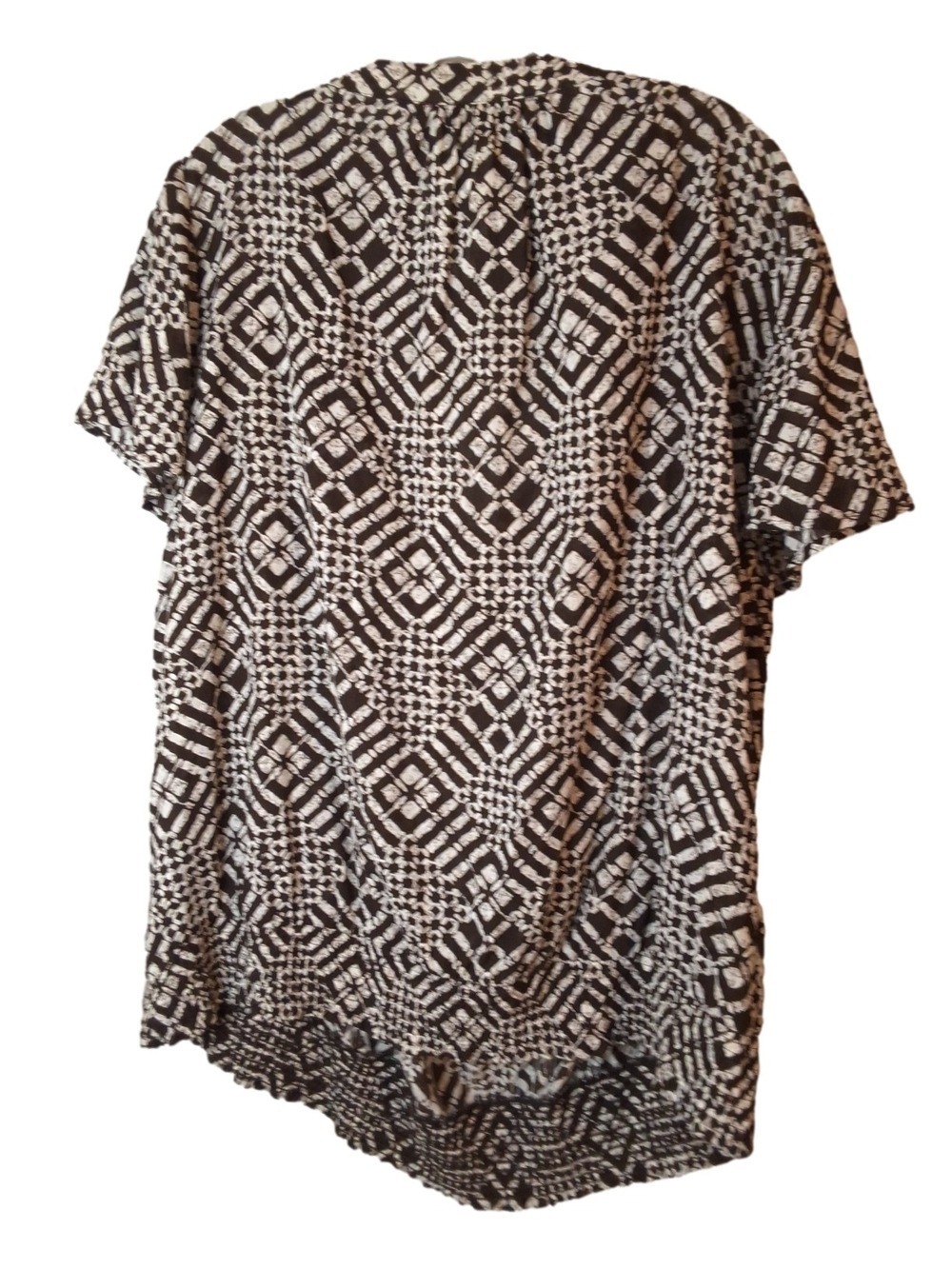 NWT Style & Co Brown Beaded Neck Printed Peasant Blouse 18W NWT Brown Boho Top - Picture 2 of 7